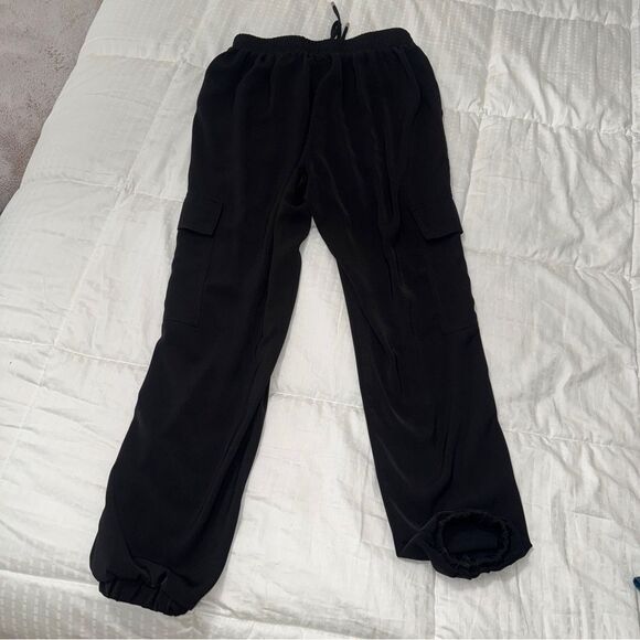 Michael kors new Black lightweight satin fabric Cargo Jogger Pants w pockets - Picture 6 of 12